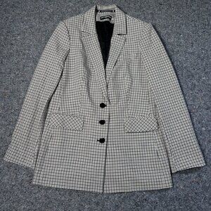 Karl Lagerfeld Paris Women's Houndstooth Button Front Blazer Size 12
